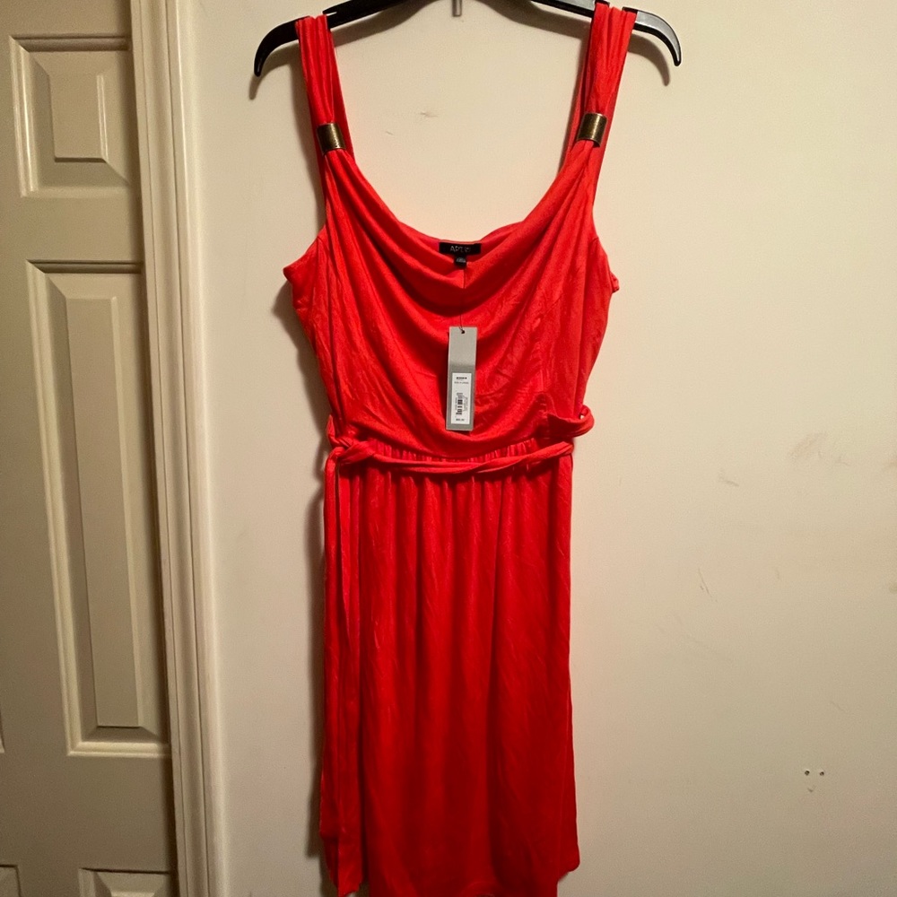 Red fitted waist tank dress